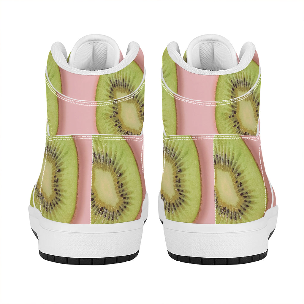 Kiwi Slices Pattern Print High Top Leather Sneakers