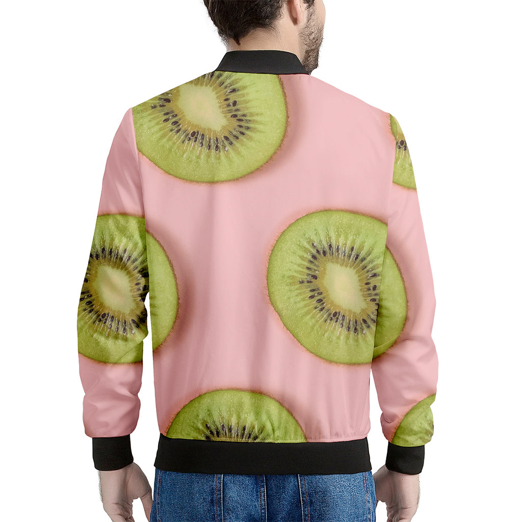 Kiwi Slices Pattern Print Men's Bomber Jacket