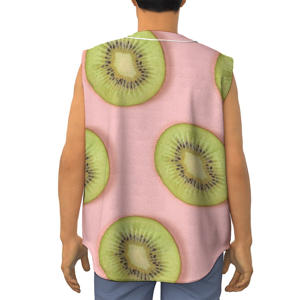 Kiwi Slices Pattern Print Sleeveless Baseball Jersey