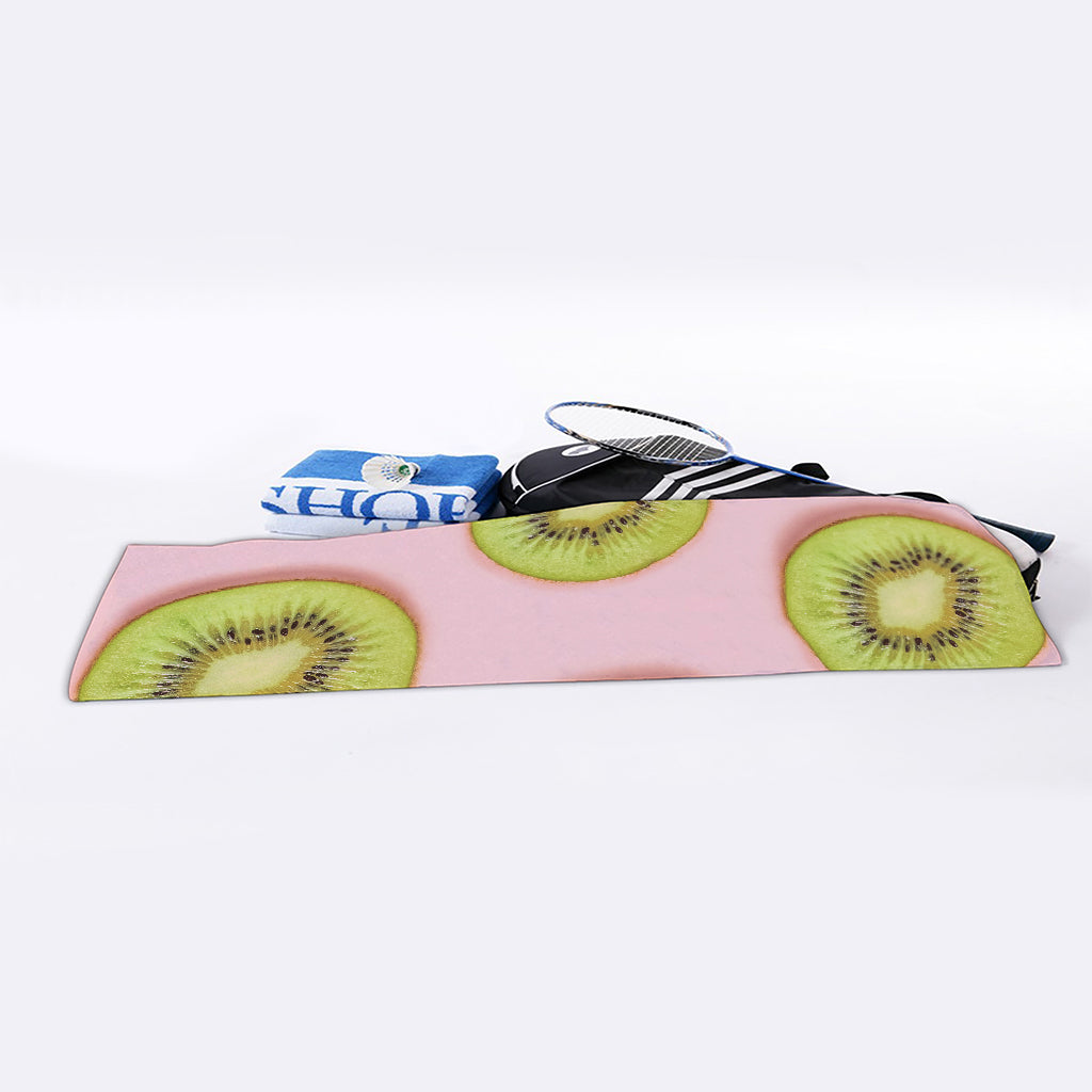Kiwi Slices Pattern Print Sports Towel