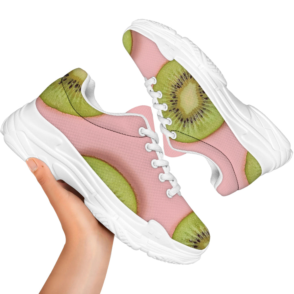 Kiwi Slices Pattern Print White Chunky Shoes