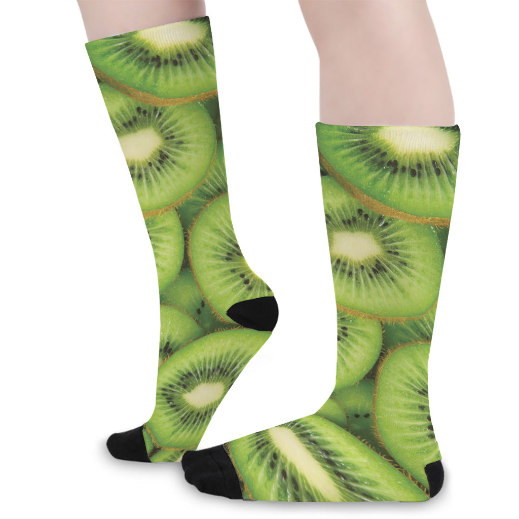Kiwi Slices Print Long Socks