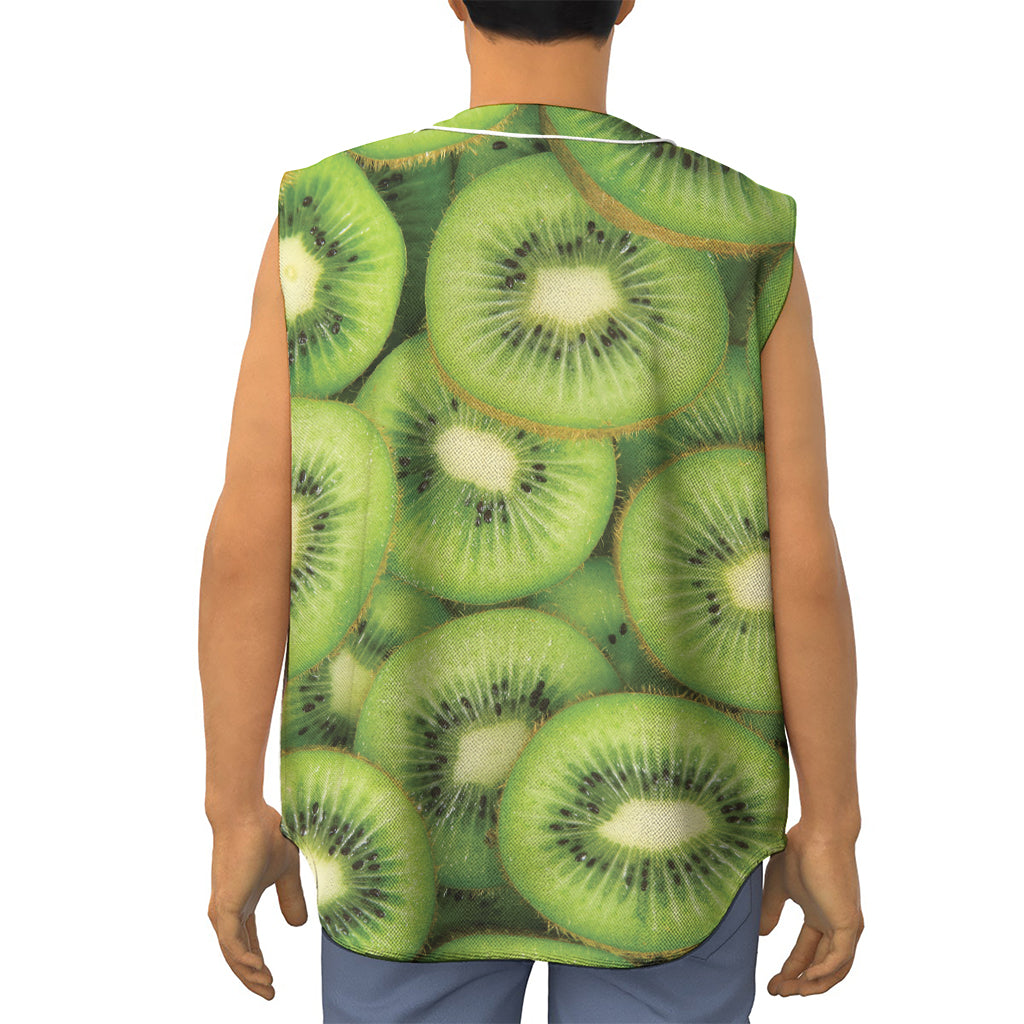 Kiwi Slices Print Sleeveless Baseball Jersey