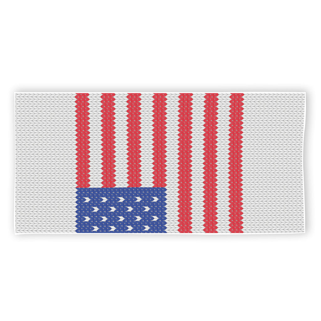 Knitted American Flag Print Beach Towel