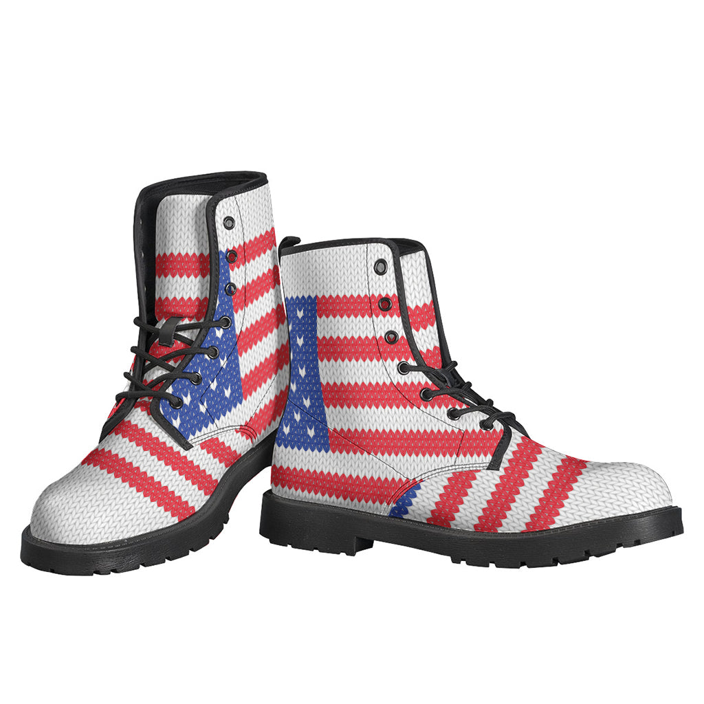 Knitted American Flag Print Backpack