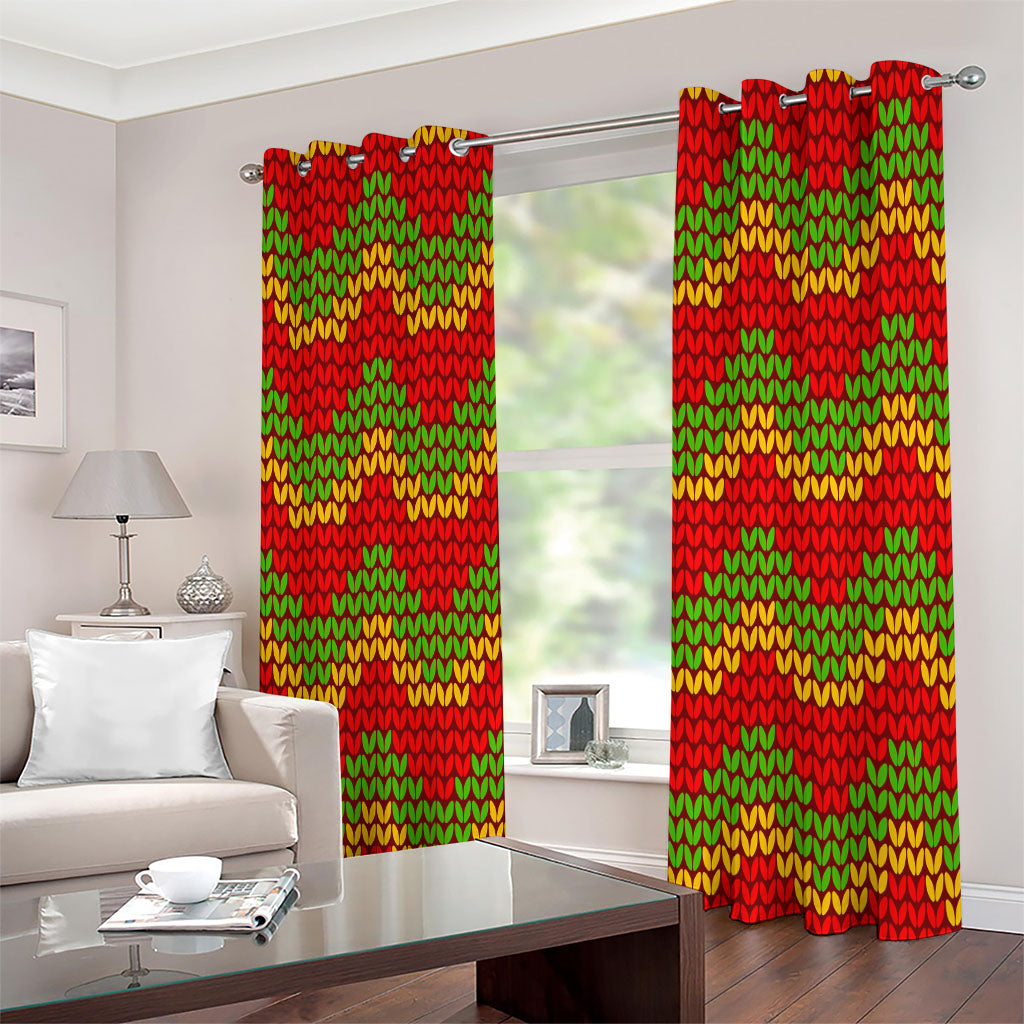 Knitted Reggae Pattern Print Extra Wide Grommet Curtains