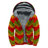 Knitted Reggae Pattern Print Sherpa Lined Zip Up Hoodie