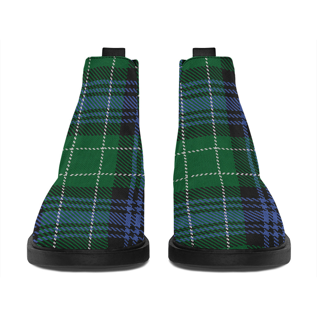Knitted Scottish Plaid Print Flat Ankle Boots
