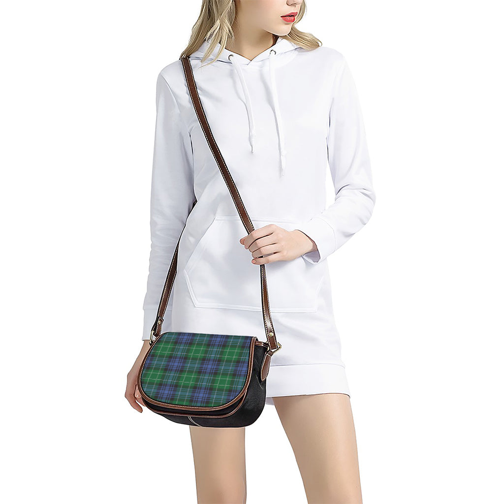 Knitted Scottish Plaid Print Saddle Bag