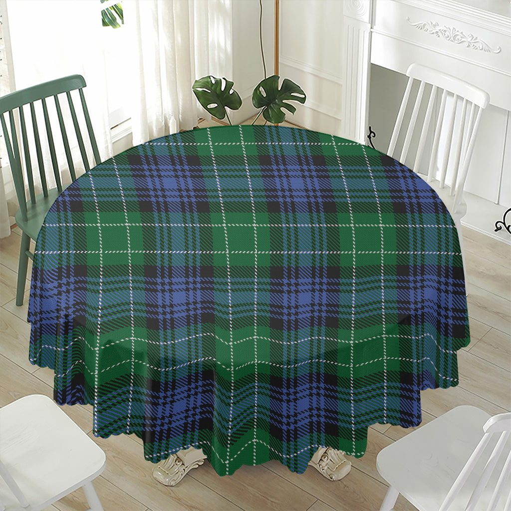 Knitted Scottish Plaid Print Waterproof Round Tablecloth