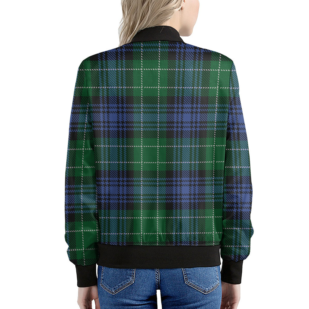 Knitted Scottish Plaid Print Women's Bomber Jacket