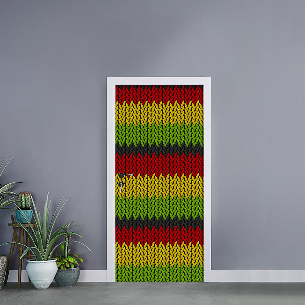 Knitted Style Reggae Pattern Print Door Sticker