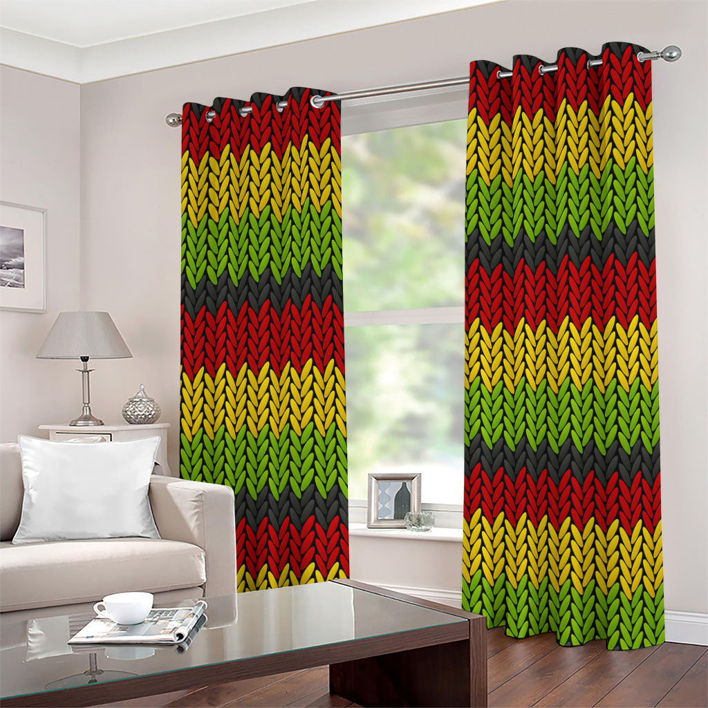 Knitted Style Reggae Pattern Print Grommet Curtains
