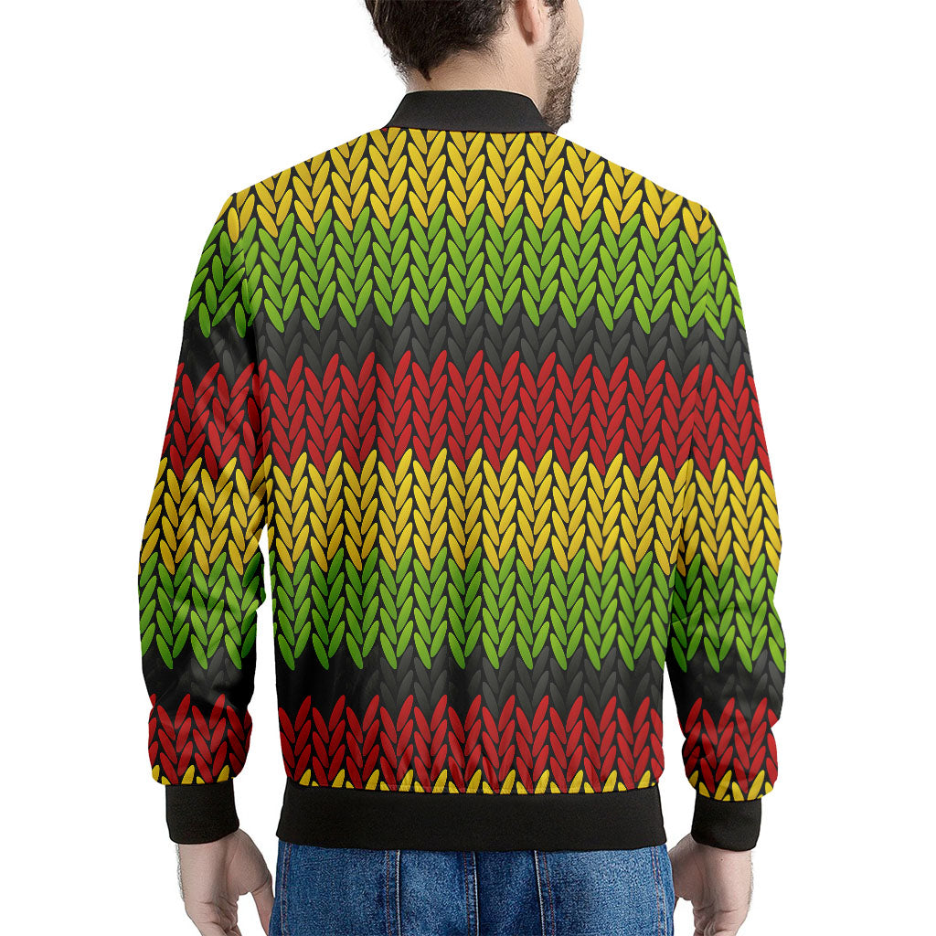 Knitted Style Reggae Pattern Print Men's Bomber Jacket