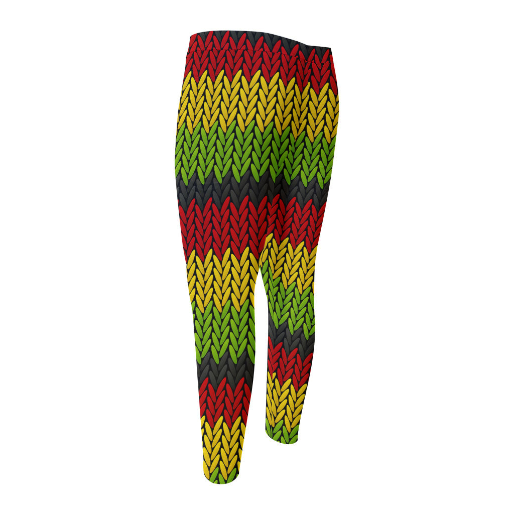 Knitted Style Reggae Pattern Print Men's Compression Pants