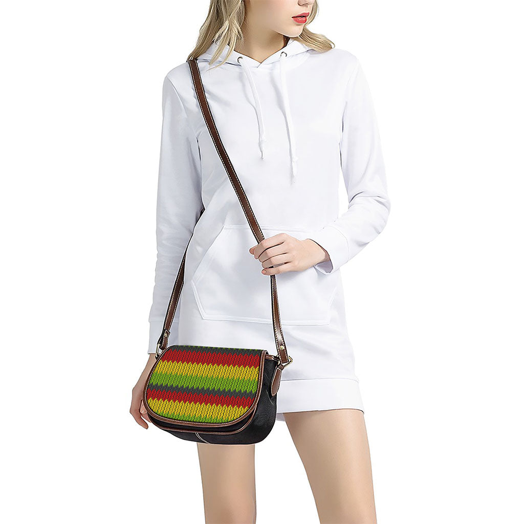 Knitted Style Reggae Pattern Print Saddle Bag