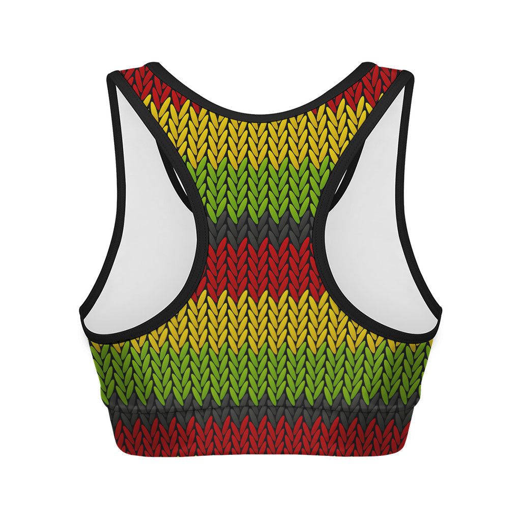 Knitted Style Reggae Pattern Print Women's Sports Bra