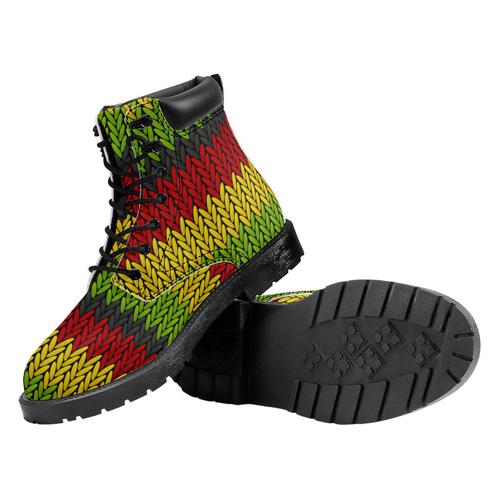 Knitted Style Reggae Pattern Print Work Boots