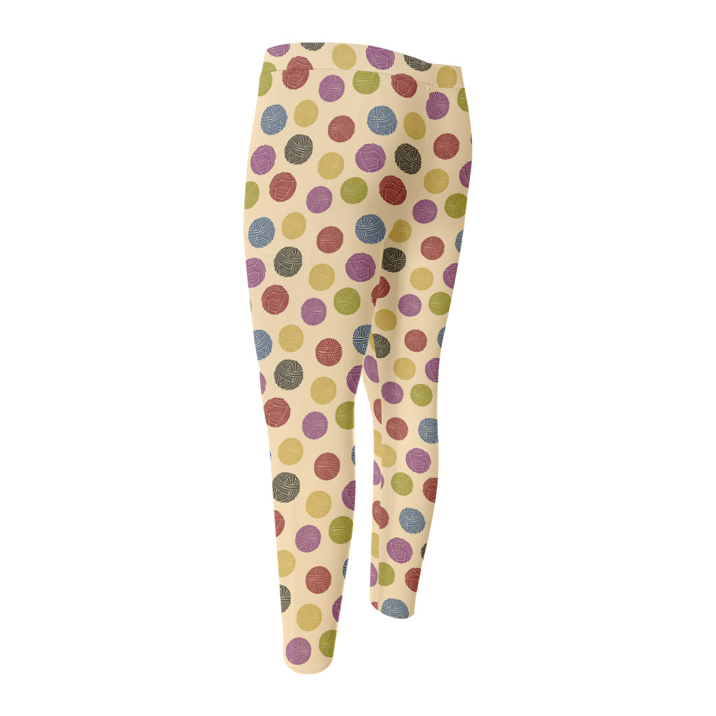 Knitting Yarn Pattern Print Men's Compression Pants