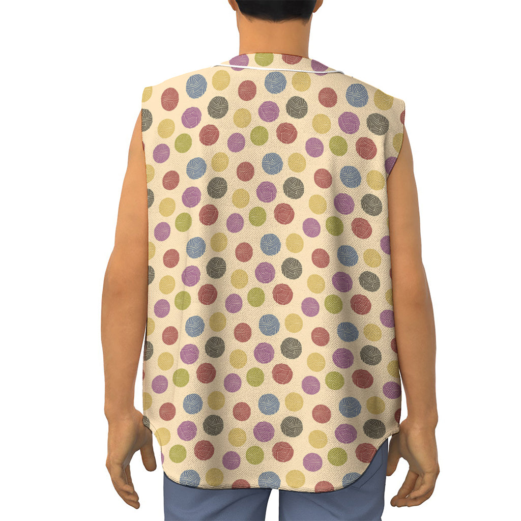 Knitting Yarn Pattern Print Sleeveless Baseball Jersey