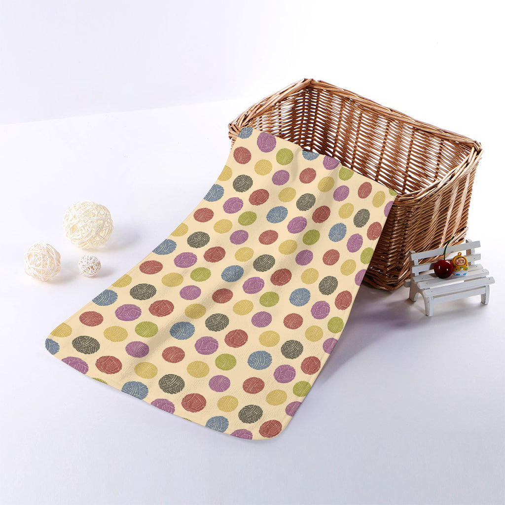 Knitting Yarn Pattern Print Towel