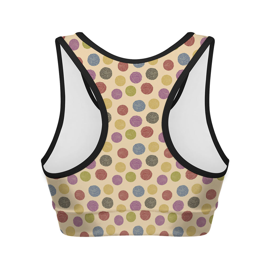 Knitting Yarn Pattern Print Women's Sports Bra