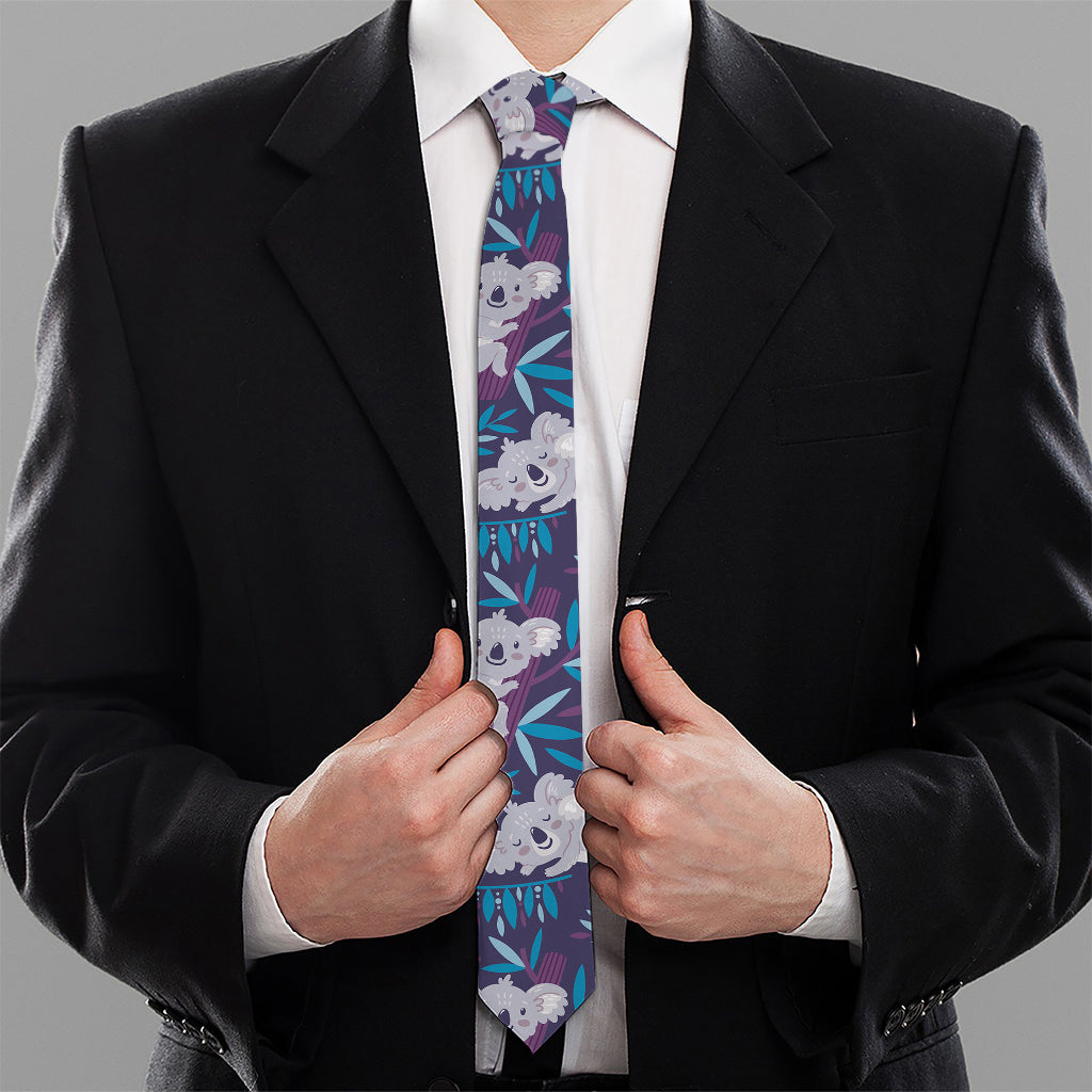 Koala Forest Pattern Print Necktie