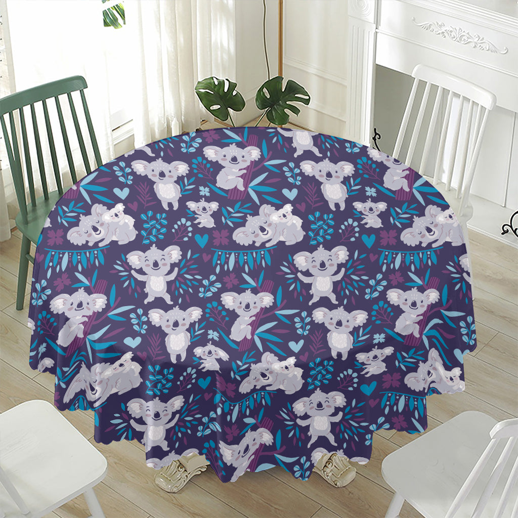 Koala Forest Pattern Print Waterproof Round Tablecloth