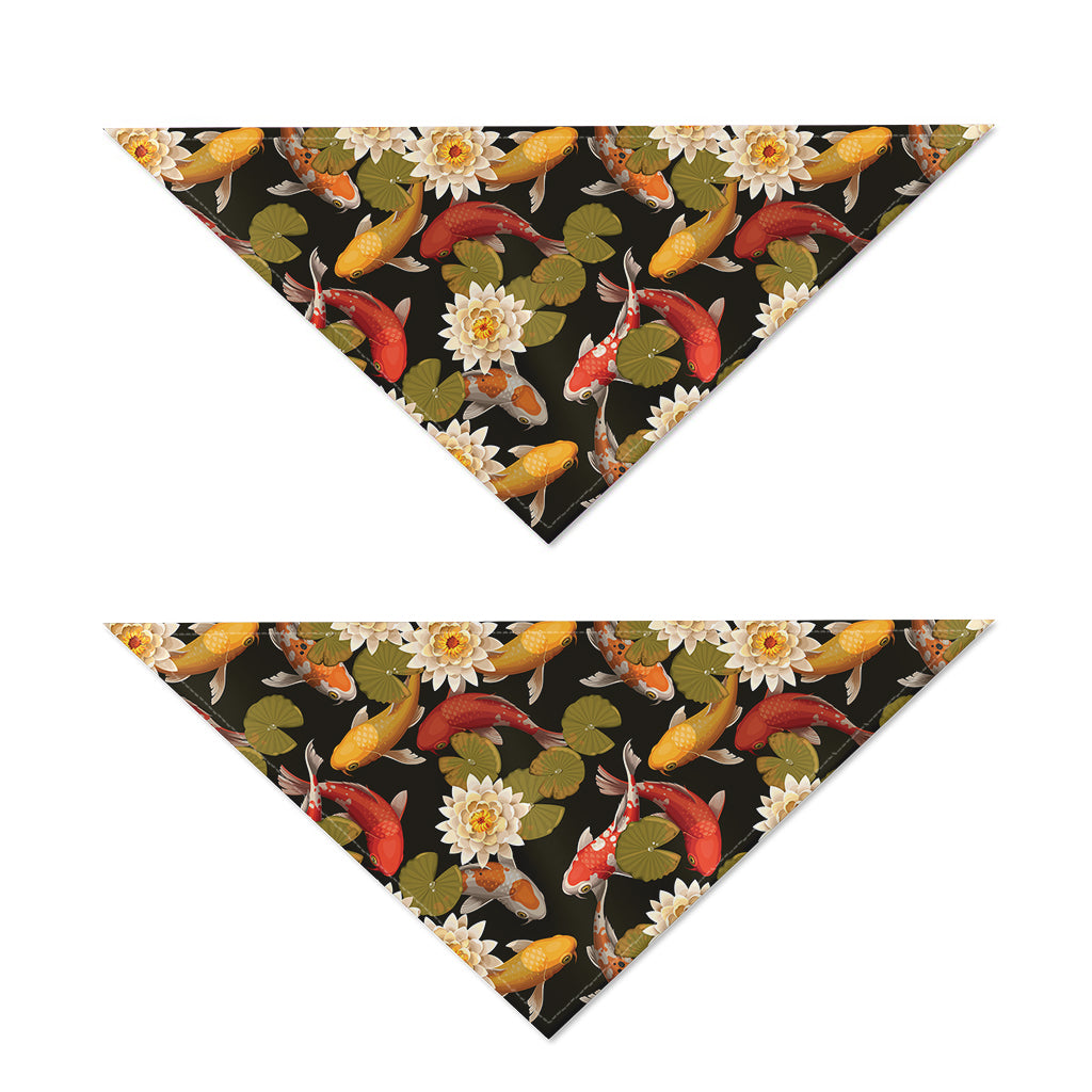 Koi Carp And Lotus Pattern Print Dog Bandana