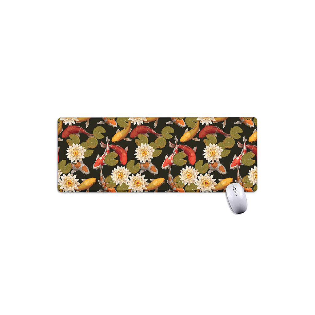 Koi Carp And Lotus Pattern Print Extended Mouse Pad