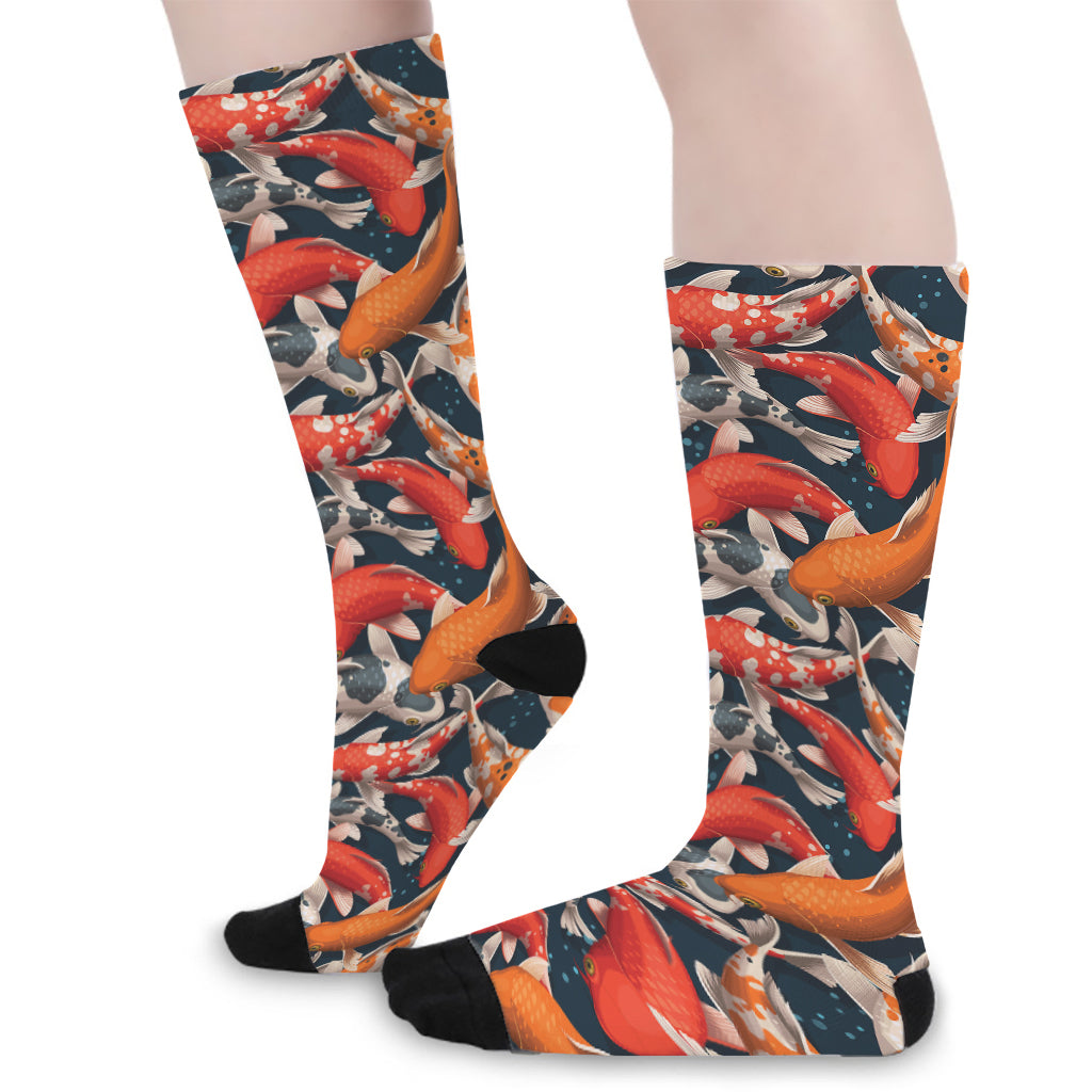 Koi Carp Pattern Print Long Socks