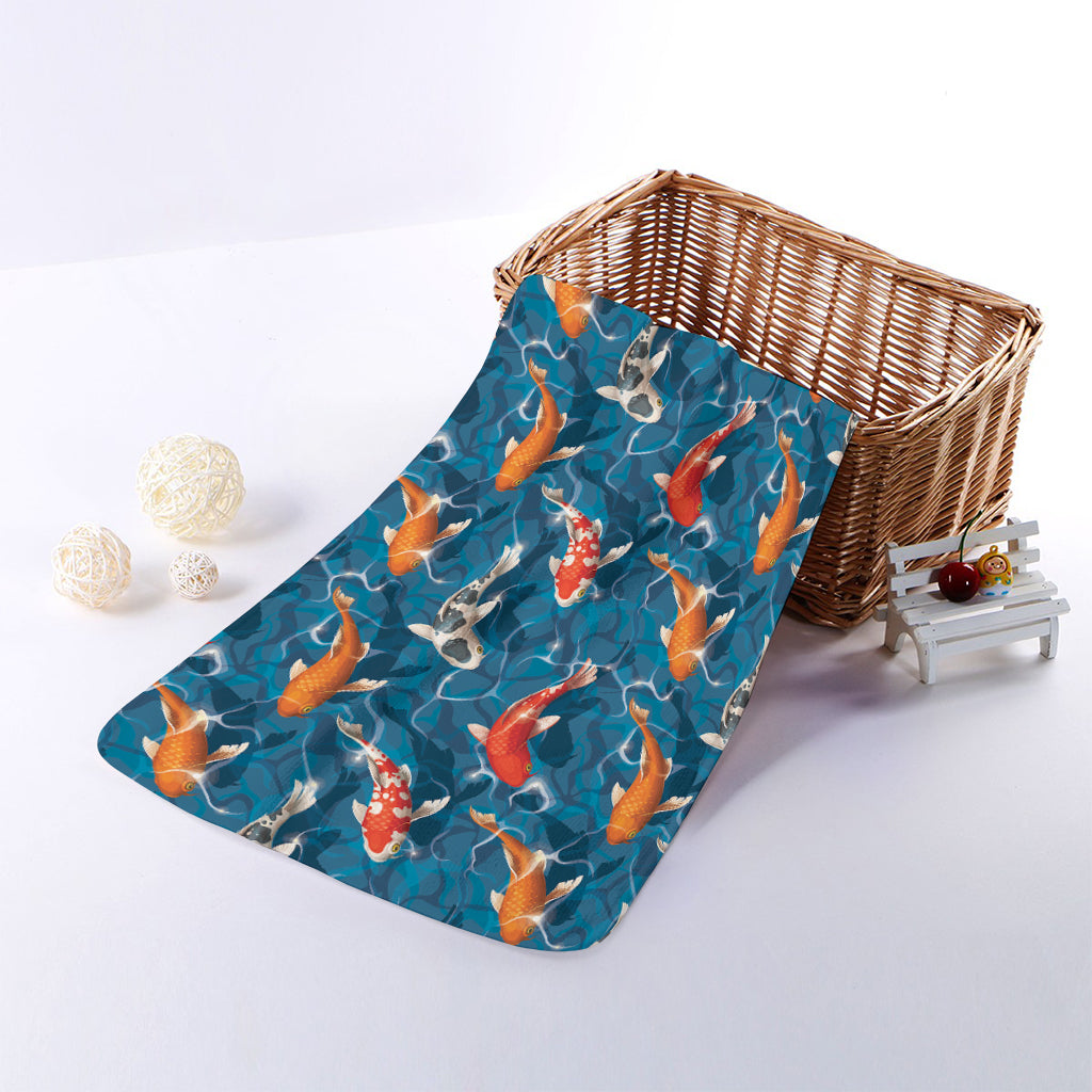 Koi Fish Pattern Print Towel