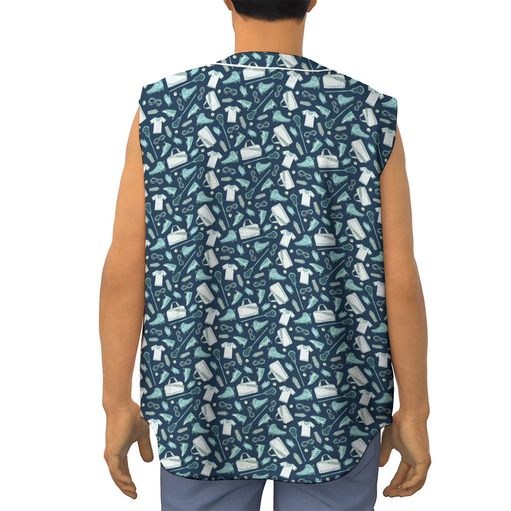 Lacrosse Equipment Pattern Print Sleeveless Baseball Jersey