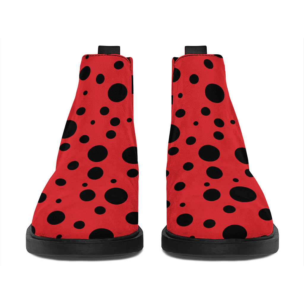 Ladybug Spots Pattern Print Flat Ankle Boots