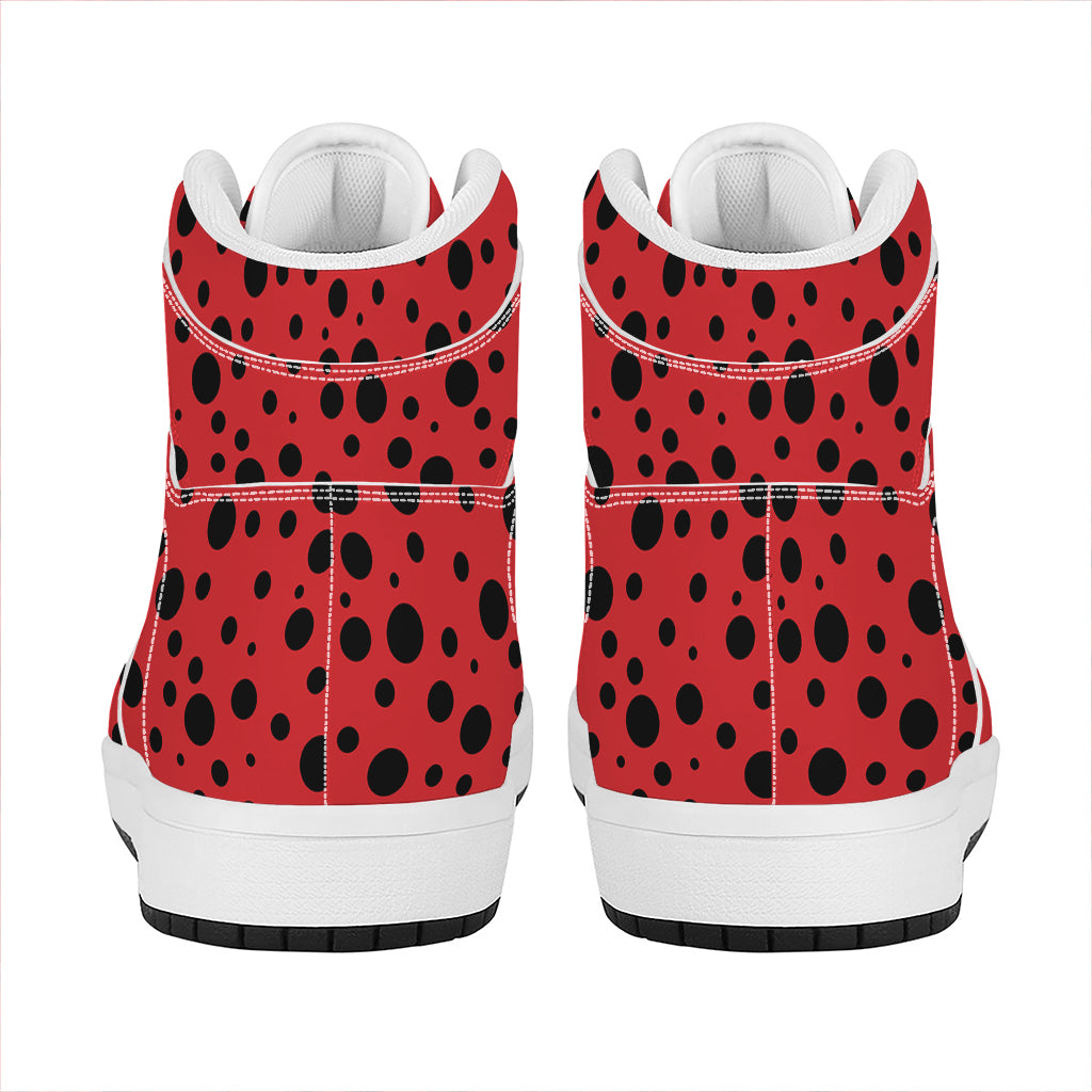 Ladybug Spots Pattern Print High Top Leather Sneakers
