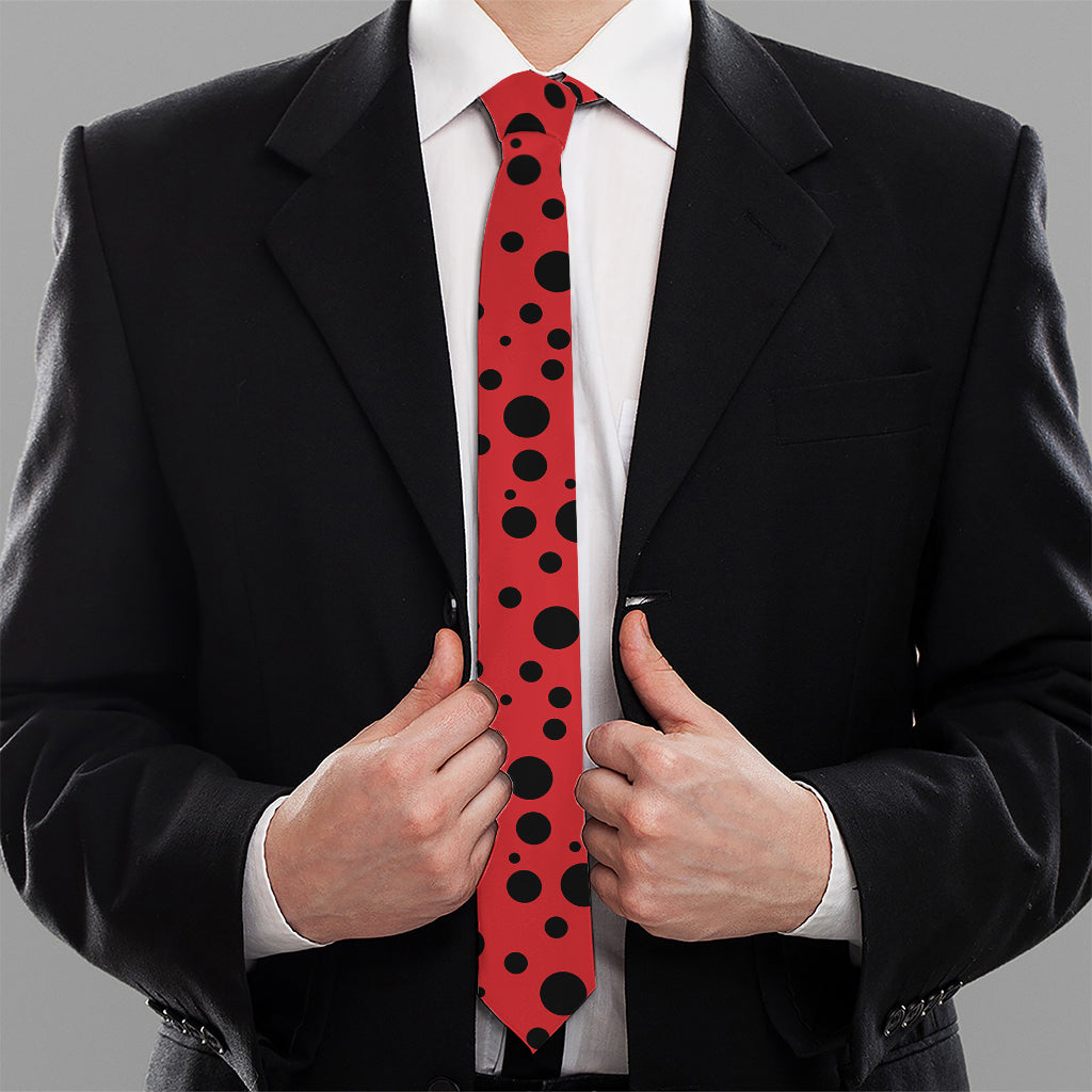 Ladybug Spots Pattern Print Necktie