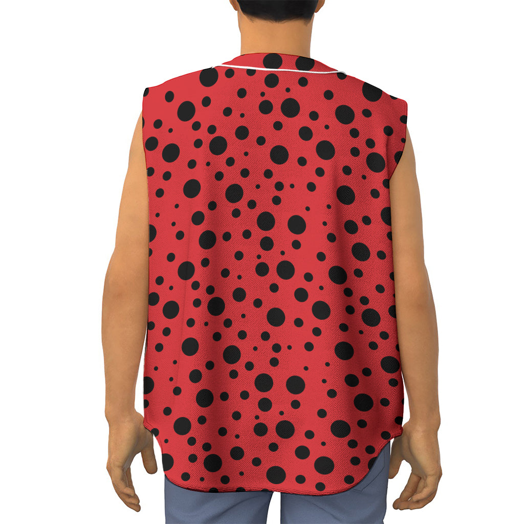 Ladybug Spots Pattern Print Sleeveless Baseball Jersey