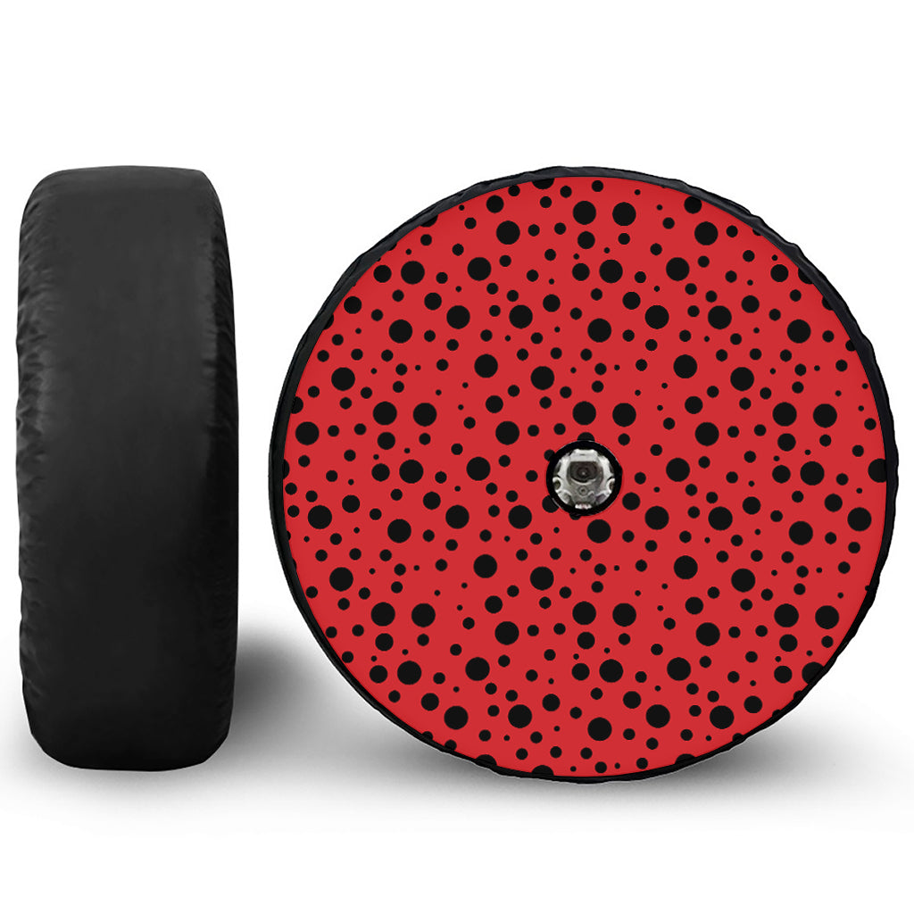 Ladybug Spots Pattern Print Tire Cover With Camera Hole