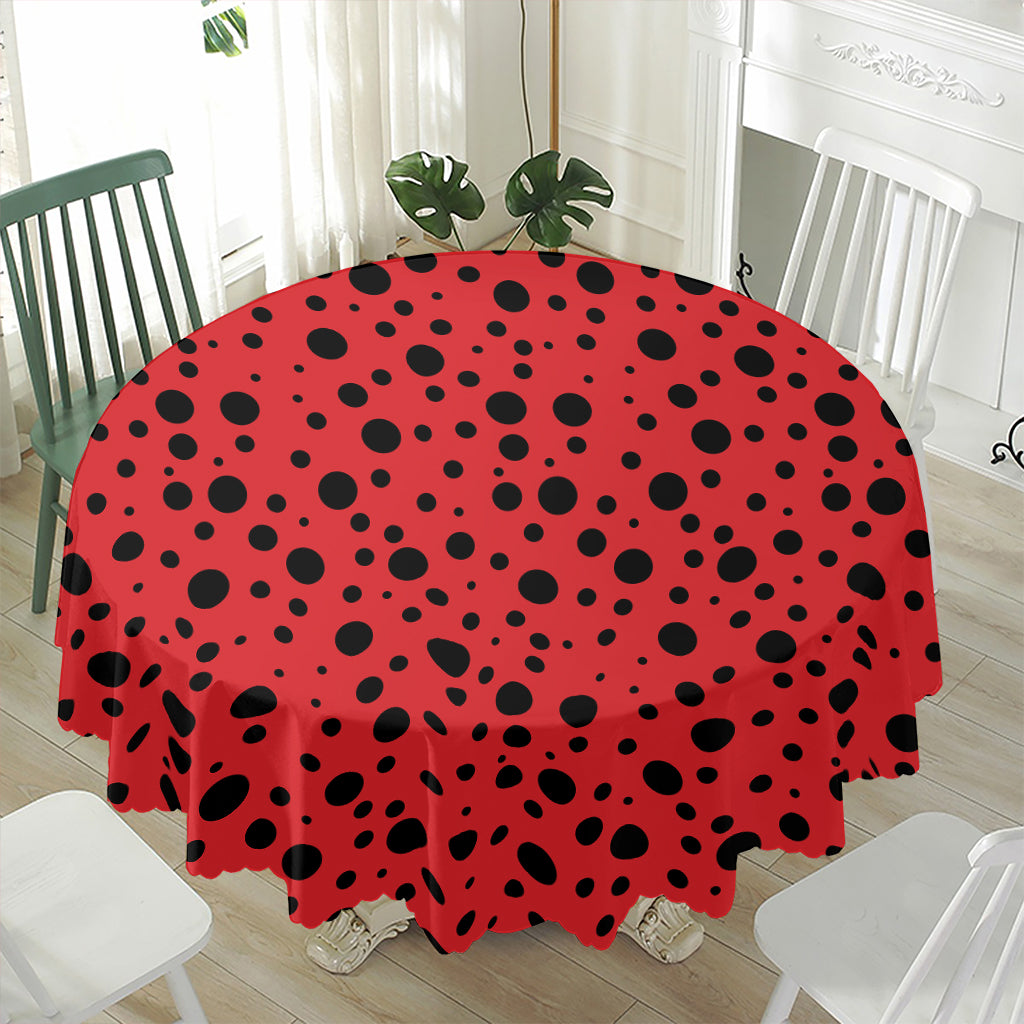 Ladybug Spots Pattern Print Waterproof Round Tablecloth