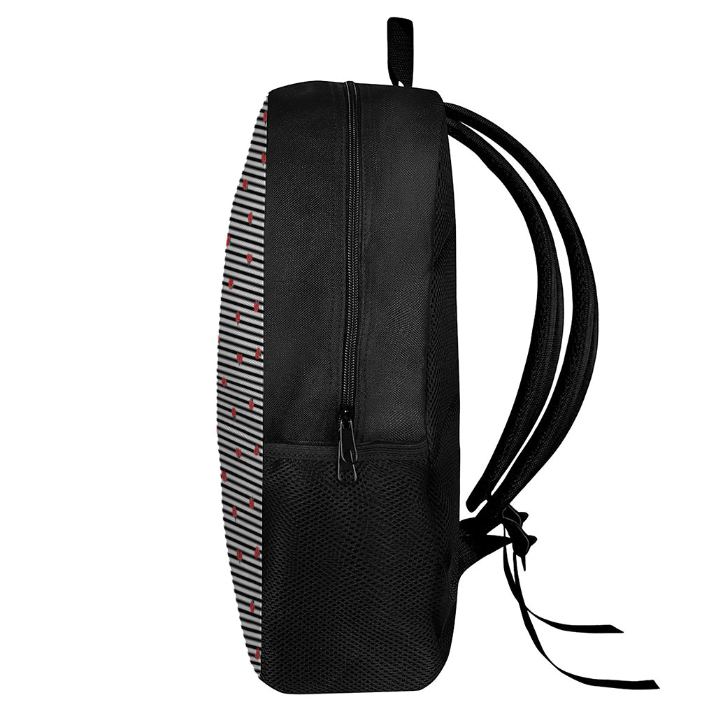 Ladybug Striped Pattern Print 17 Inch Backpack