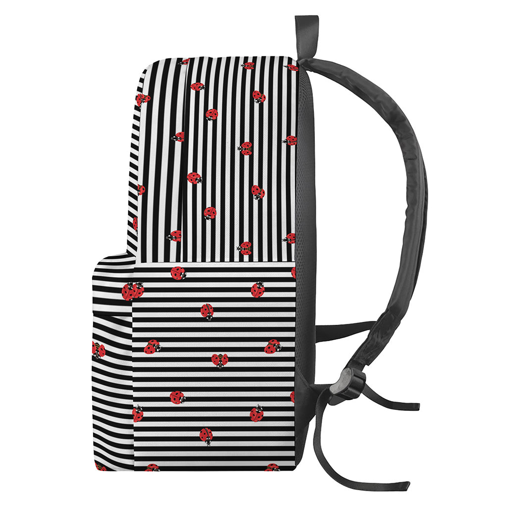 Ladybug Striped Pattern Print Backpack