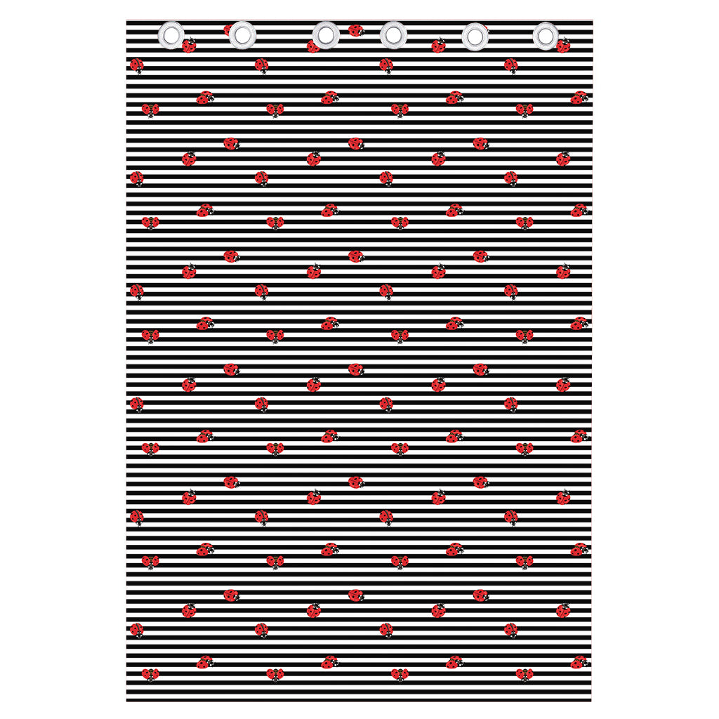Ladybug Striped Pattern Print Curtain