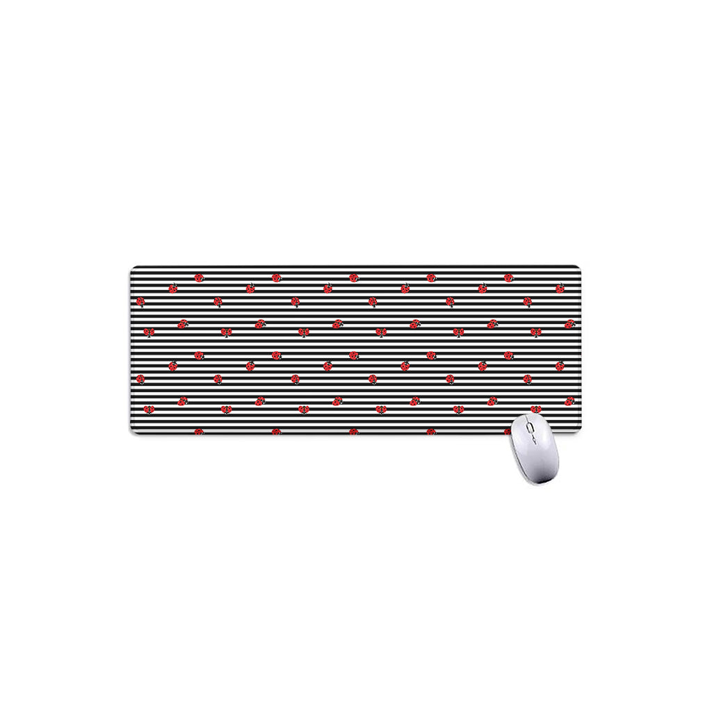 Ladybug Striped Pattern Print Extended Mouse Pad
