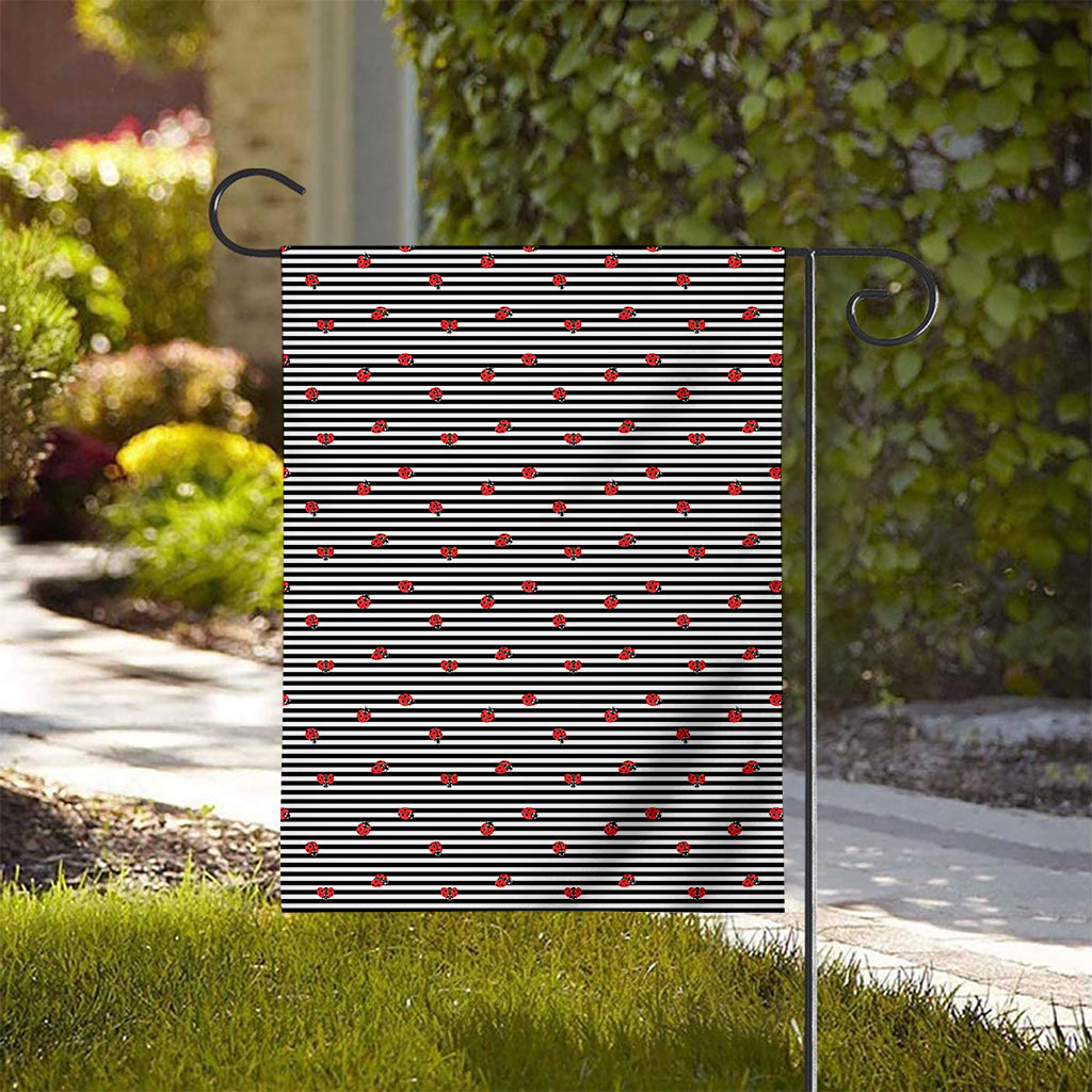 Ladybug Striped Pattern Print House Flag