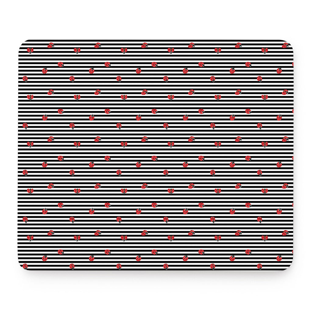 Ladybug Striped Pattern Print Mouse Pad