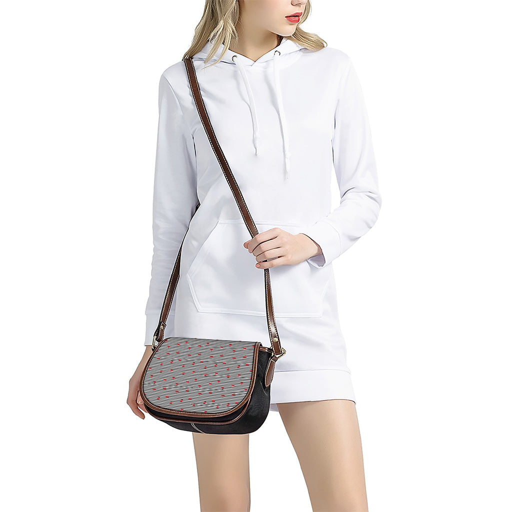 Ladybug Striped Pattern Print Saddle Bag