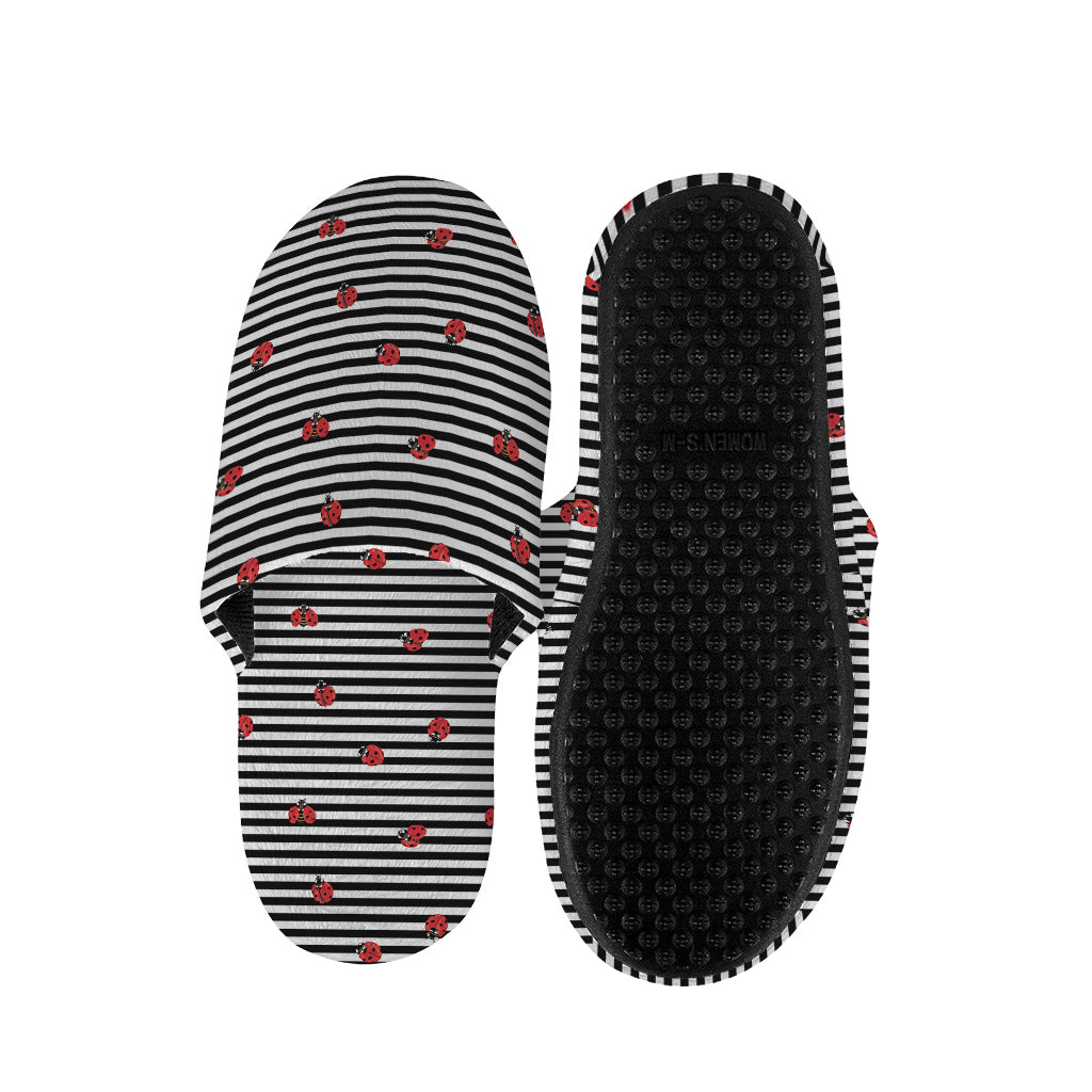 Ladybug Striped Pattern Print Slippers