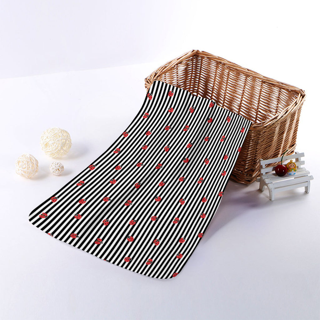 Ladybug Striped Pattern Print Towel