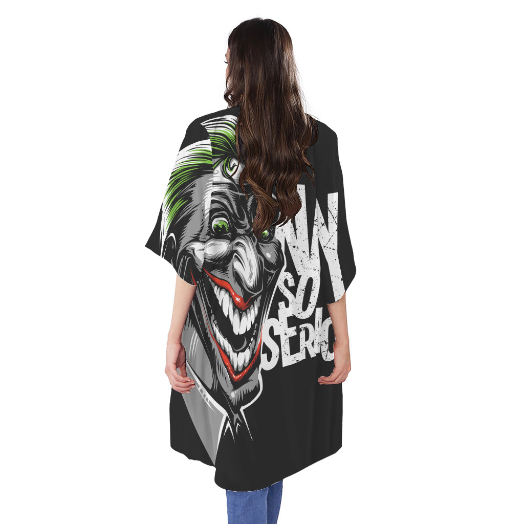 Laughing Joker Why So Serious Print Open Front Beach Cover Up