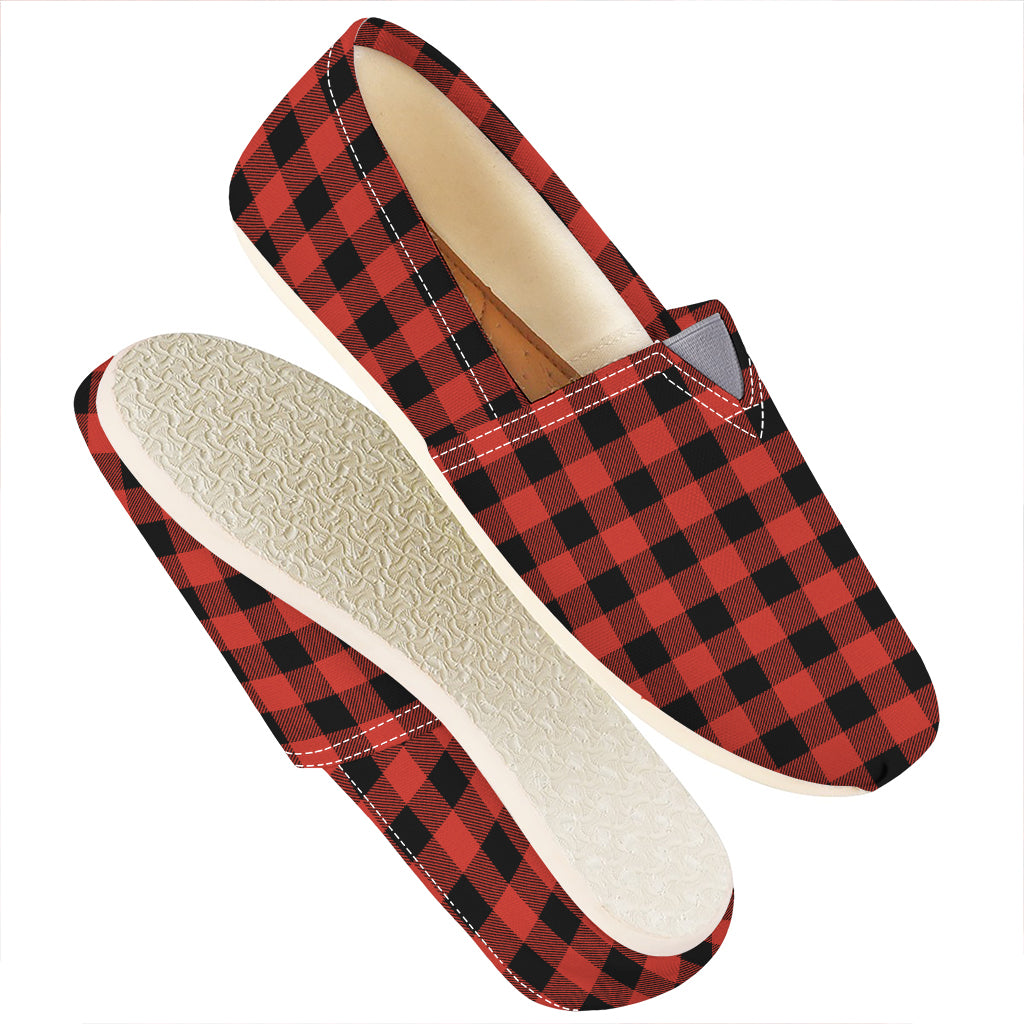 Lava Orange Buffalo Check Pattern Print Casual Shoes